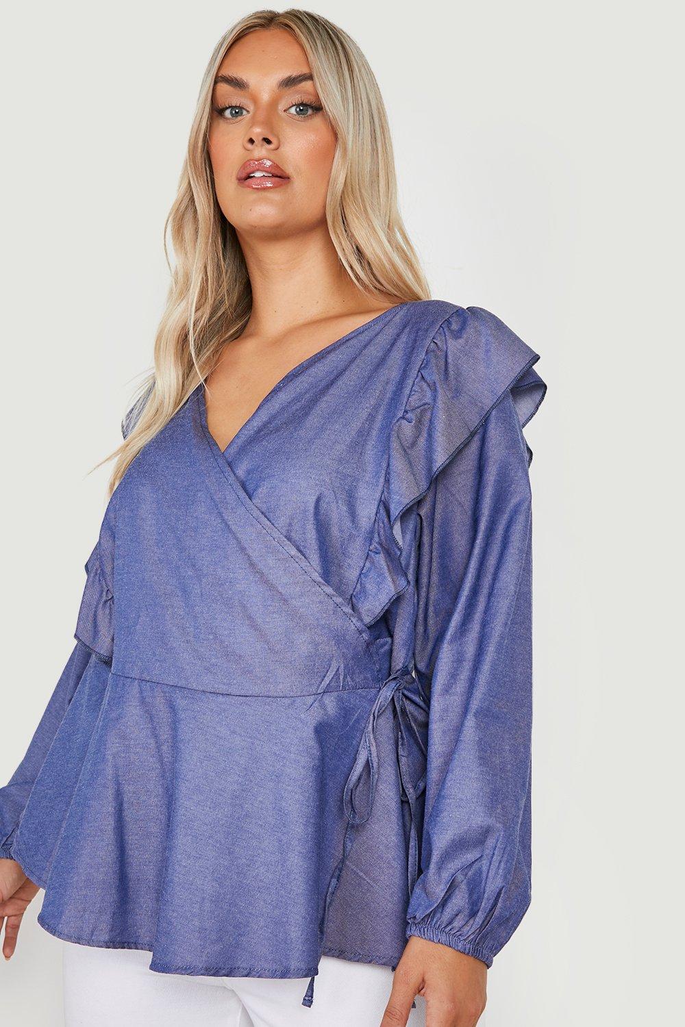 Chambray wrap sale top